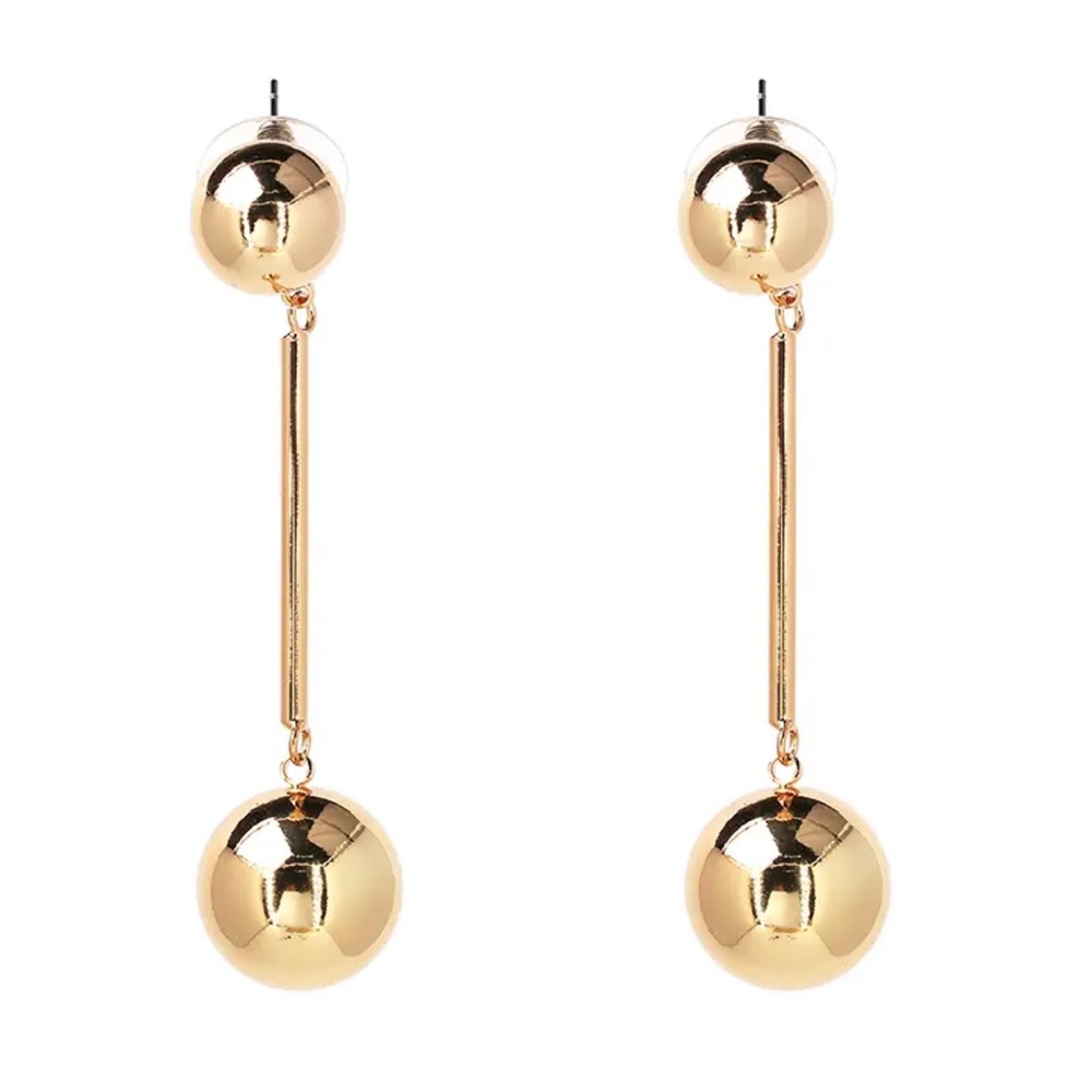 New fashion beads earrings. Long drop style, gold color.